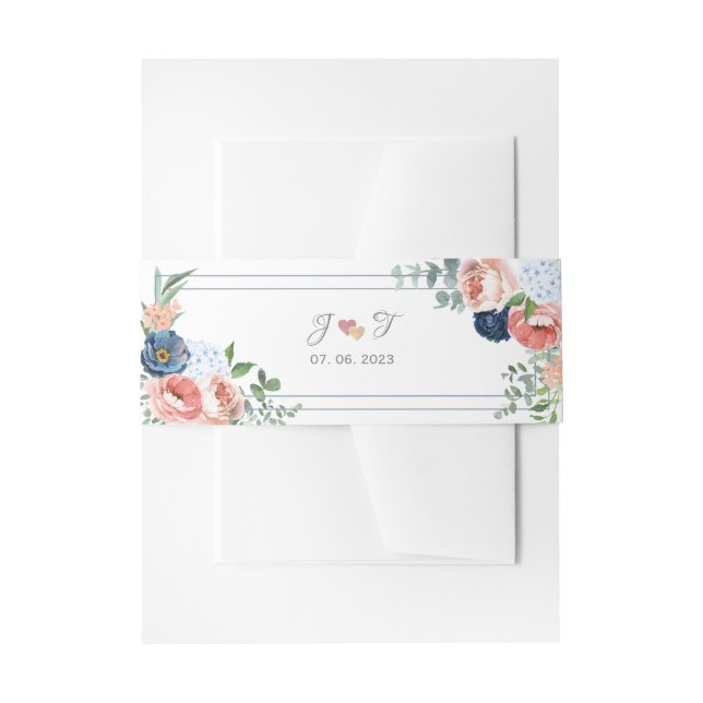 Cintas Para Invitaciones Rosas azules y Rubor (Anverso Ejemplo)