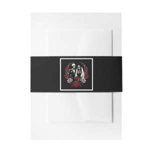 Cintas Para Invitaciones Rosas blancas rojas y negras esqueleto pareja boda