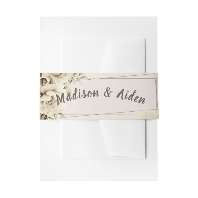 Cintas Para Invitaciones Rosas blancas rubias ruánticas personalizados (Anverso Ejemplo)