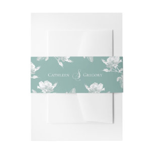 Cintas Para Invitaciones Rosas Blancas Verde Salvia Boda Floral