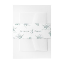 Cintas Para Invitaciones Rosas Blancas Verde Salvia Boda Minimalista