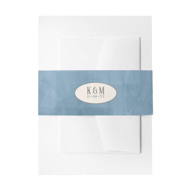 Cintas Para Invitaciones Rosas Blue/Peach Boda ID584 (Anverso Ejemplo)