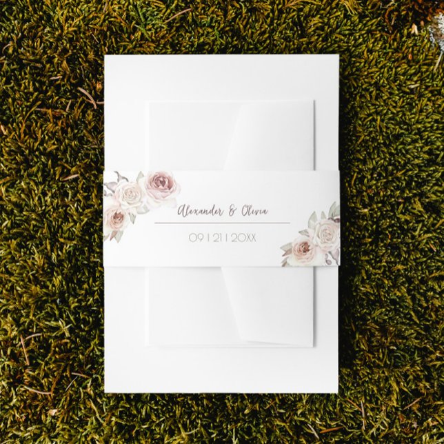 Cintas Para Invitaciones Rosas bohemios Boda de Arco (Bohemian Roses Wedding Invitation Belly Band)