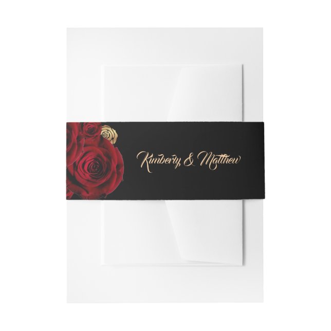 Cintas Para Invitaciones Rosas Borgoña Boda Boho  (Anverso Ejemplo)