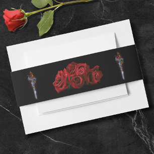 Cintas Para Invitaciones Rosas de espadas rojas Belly banda Boda
