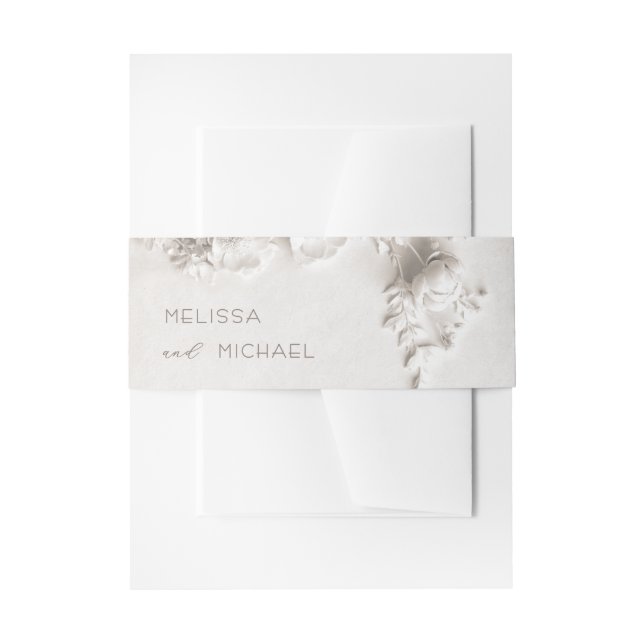 Cintas Para Invitaciones Rosas de Marfil Flores 3D |  Boda (Anverso Ejemplo)
