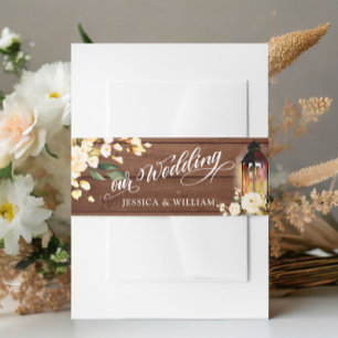 Cintas Para Invitaciones Rosas de Tono Madera Rústico Aquarela Floral Boda