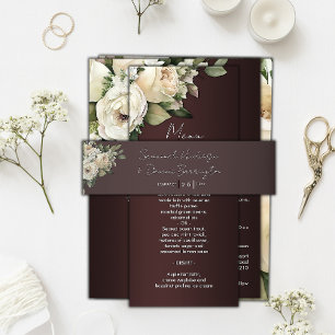 Cintas Para Invitaciones Rosas del Boho en un Boda elegante de Borgoña