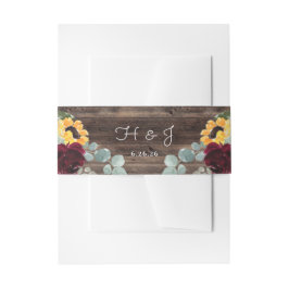 Cintas Para Invitaciones Rosas del girasol Boda de la Rústica de la Madera