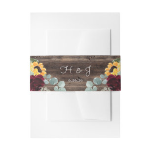 Cintas Para Invitaciones Rosas del girasol Boda de la Rústica de la Madera 