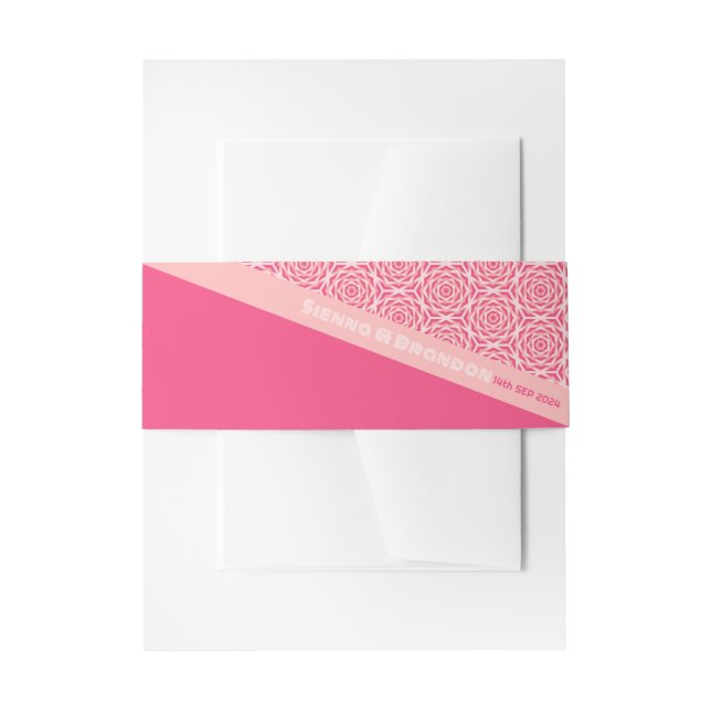 Cintas Para Invitaciones Rosas geométricos Banda Belly Invitación a Boda Ro (Anverso Ejemplo)