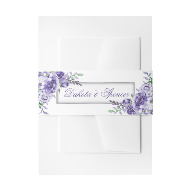 Cintas Para Invitaciones Rosas morados | Elegante acuarela Floral Boho (Anverso Ejemplo)