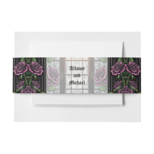 Cintas Para Invitaciones Rosas púrpuras por la ventana - boda de estilo gót