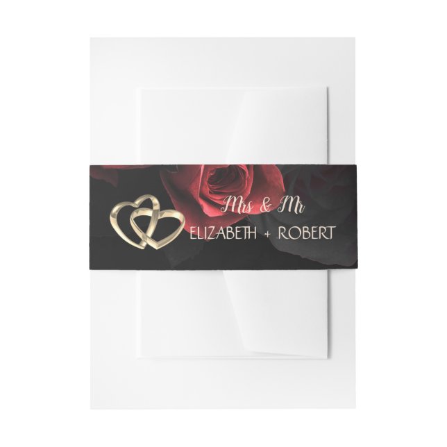 Cintas Para Invitaciones Rosas rojas elegantes góticas (Anverso Ejemplo)