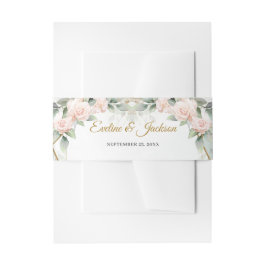 Cintas Para Invitaciones Rosas rosa rosa de boho marco dorado eucalipto ver