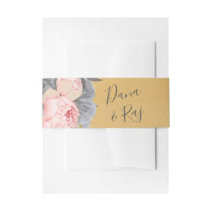 Cintas Para Invitaciones Rosas rosadas con boda gris y dorada
