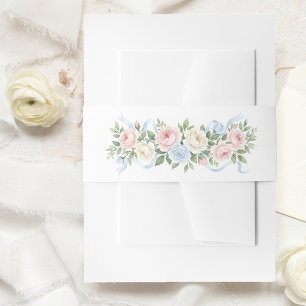 Cintas Para Invitaciones Rosas rosadas pastel, blancas y azules con cinta