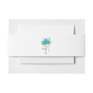 Cintas Para Invitaciones Rosas turquesas con llaves