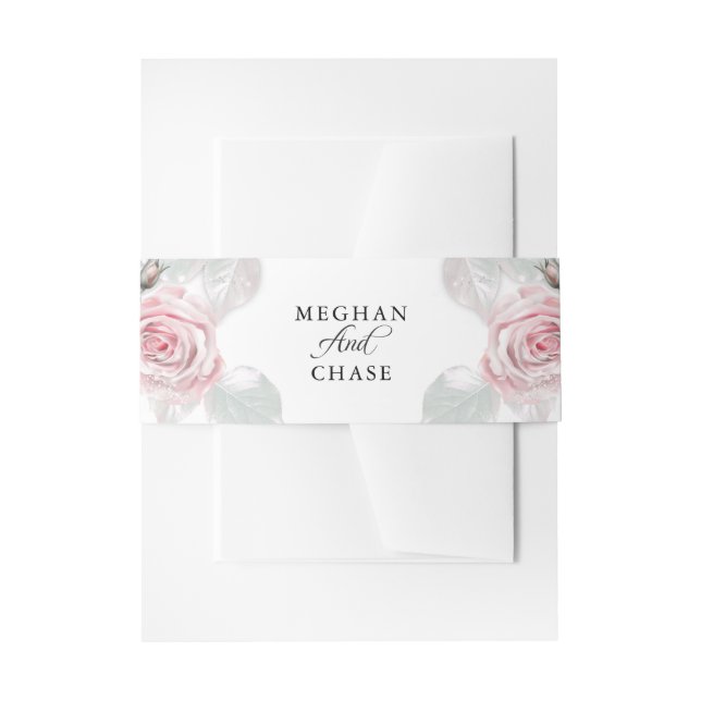 Cintas Para Invitaciones Roses rosadas de bonito descalzoBride™ (Anverso Ejemplo)