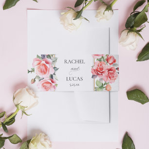 Cintas Para Invitaciones Roses rosados de color acuático romántico