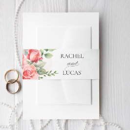 Cintas Para Invitaciones Roses rosados de color acuático romántico
