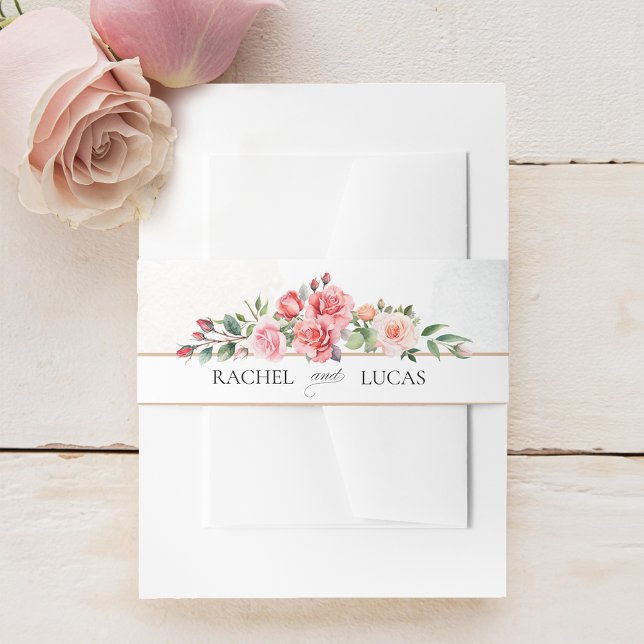 Cintas Para Invitaciones Roses rosados de color acuático romántico (Subido por el creador)