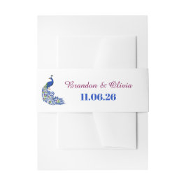 Cintas Para Invitaciones Royal Blue Peacock Wedding Invitation Belly Band