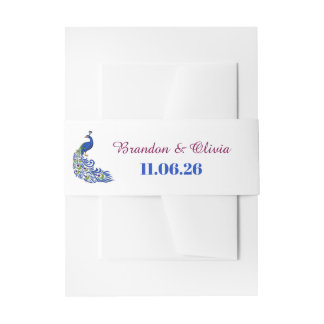 Cintas Para Invitaciones Royal Blue Peacock Wedding Invitation Belly Band