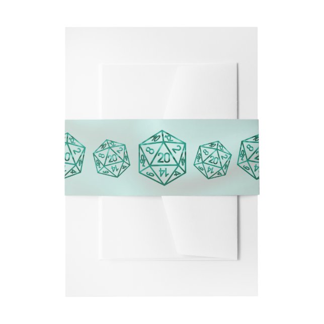 Cintas Para Invitaciones RPG Dice | Esmeralda Fantasía Tabletop Retro Gamer (Anverso Ejemplo)