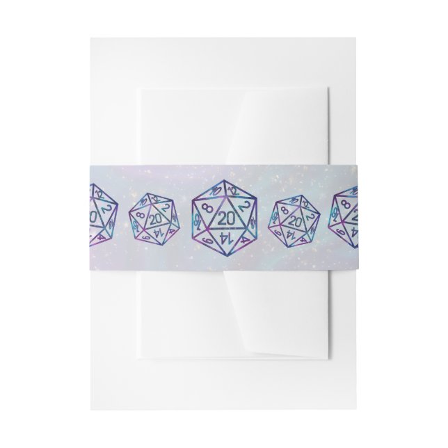 Cintas Para Invitaciones RPG Dice | Nebula Fantasy Retro Tabletop PnP Gamer (Anverso Ejemplo)