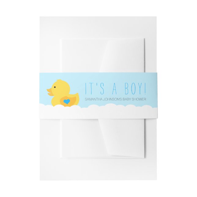 Cintas Para Invitaciones Rubber Ducky Bubble Bath Boy Baby Shower (Anverso Ejemplo)