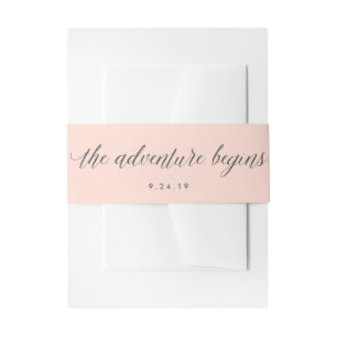 Cintas Para Invitaciones Rubor Pink with Grey The Adventure empieza Boda