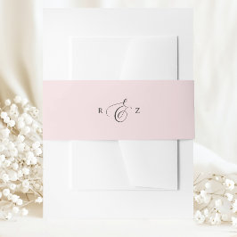 Cintas Para Invitaciones Rubor Rosa Elegante Sencillo Monograma Boda