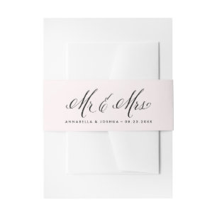 Cintas Para Invitaciones Rubor y Black Mr. y la Sra. Elegant Script Boda