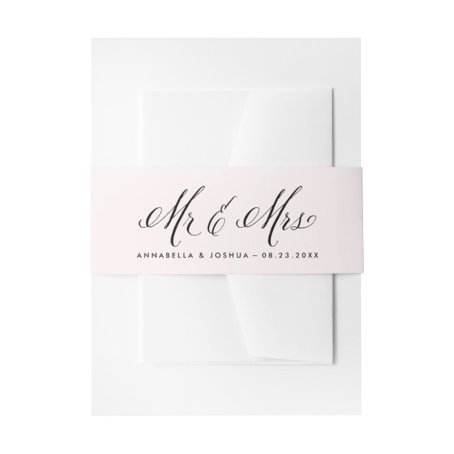 Cintas Para Invitaciones Rubor y Black Mr. y la Sra. Elegant Script Boda (Anverso Ejemplo)
