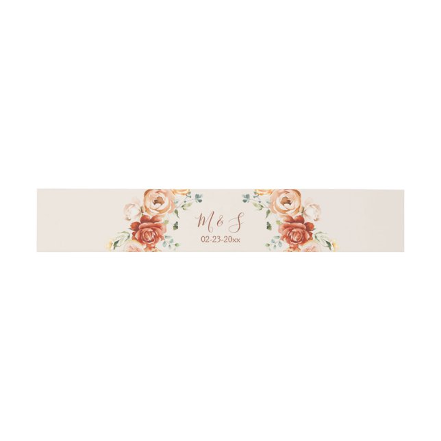 Cintas Para Invitaciones Rust Beige Romantic Floral Boda (Superficie plana)