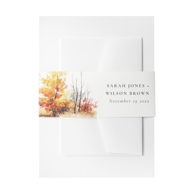 Cintas Para Invitaciones Rust Yellow Otumt Fall Landscape Plaid Boda (Anverso Ejemplo)