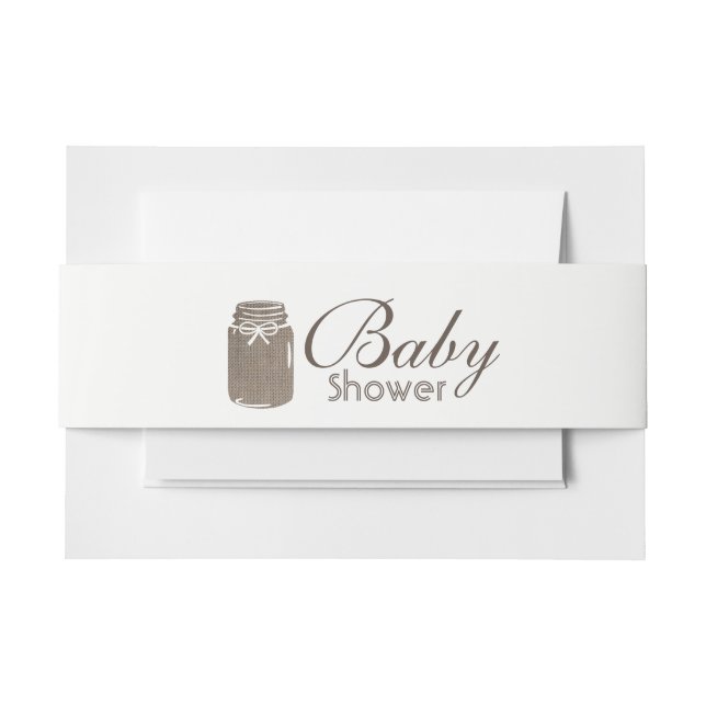 Cintas Para Invitaciones Rustic Burlap Mason Jar Baby Shower (Anverso Ejemplo)