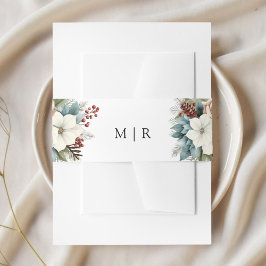 Cintas Para Invitaciones Rustic Dusty Blue Floral Winter Wedding
