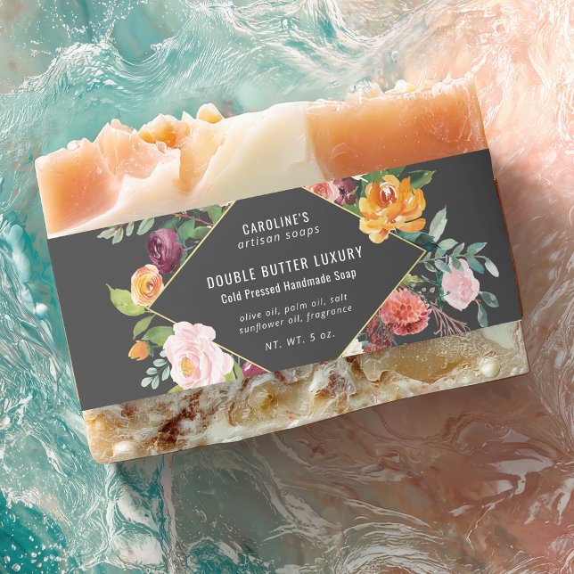 Cintas Para Invitaciones Rustic Elegant Floral Handmade Soap Packaging (Subido por el creador)