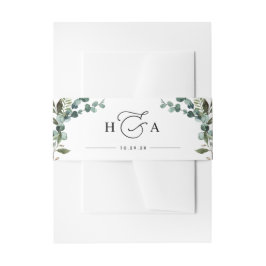 Cintas Para Invitaciones Rustic Greenery Monogram Wedding