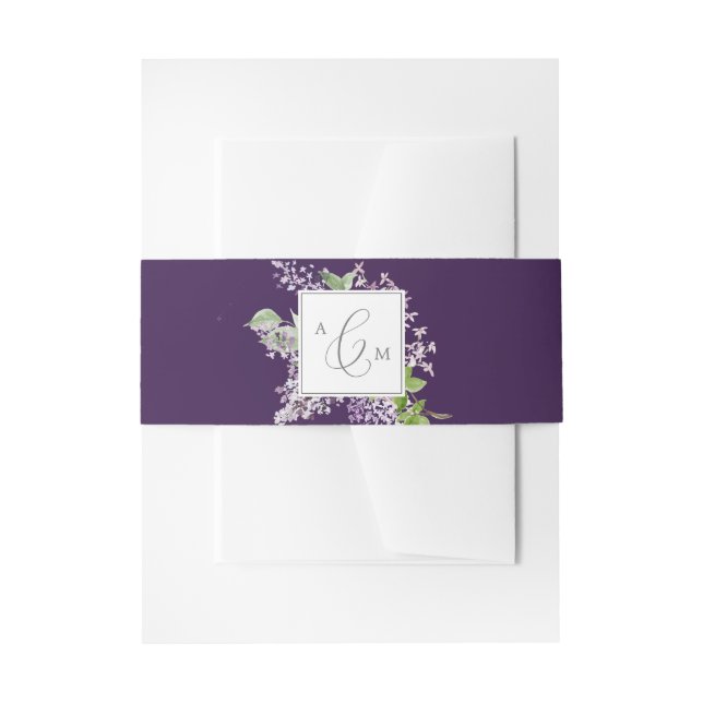 Cintas Para Invitaciones Rustic Lilac | Monograma púrpura Boda (Anverso Ejemplo)