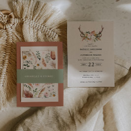 Cintas Para Invitaciones Rustic pink terracotta floral botanical wedding