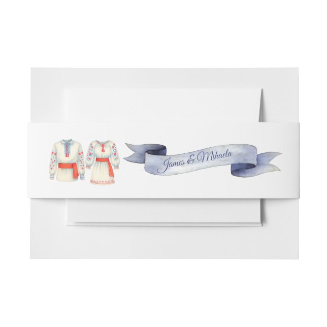 Cintas Para Invitaciones Rustic Romanian Wedding Traditional Folk Costumes (Anverso Ejemplo)