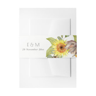 CINTAS PARA INVITACIONES RUSTIC SUNFLOWER EUCALYPTUS PINE FLORAL WEDDING