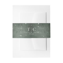 Cintas Para Invitaciones Rustic Winter Wedding Snowflakes Green ID1049