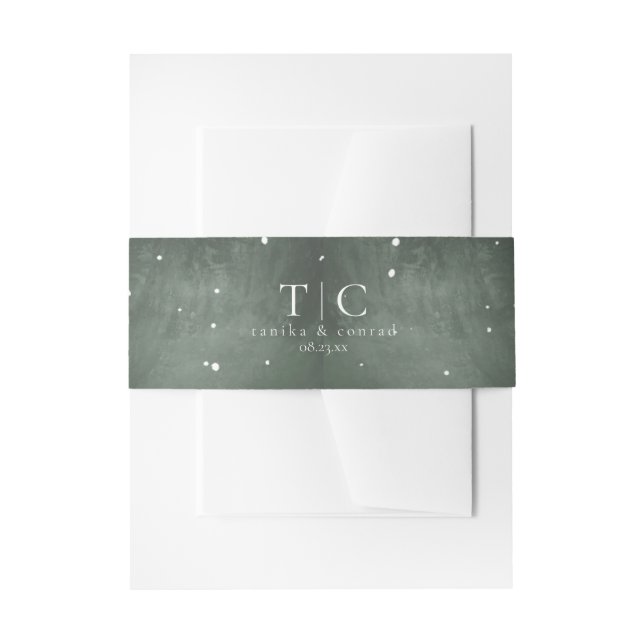 Cintas Para Invitaciones Rustic Winter Wedding Snowflakes Green ID1049 (Anverso Ejemplo)