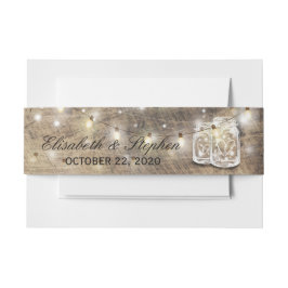 Cintas Para Invitaciones Rustic Wood Mason Jar String ilumina ducha de matr