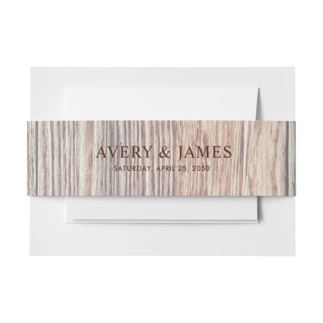 Cintas Para Invitaciones Rustic Wood Texture Wedding Invitation Belly Band (Anverso Ejemplo)