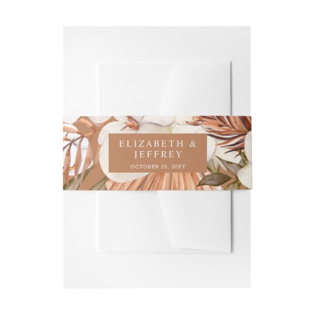 Cintas Para Invitaciones Rústica Terracota Boho Pampas Orchids Boda (Anverso Ejemplo)